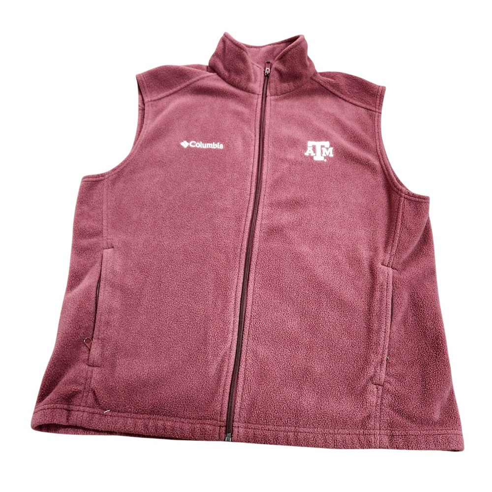 Texas A&M Aggies Jacket Mens Large Red NCAA Football Columbia Fleece Vest